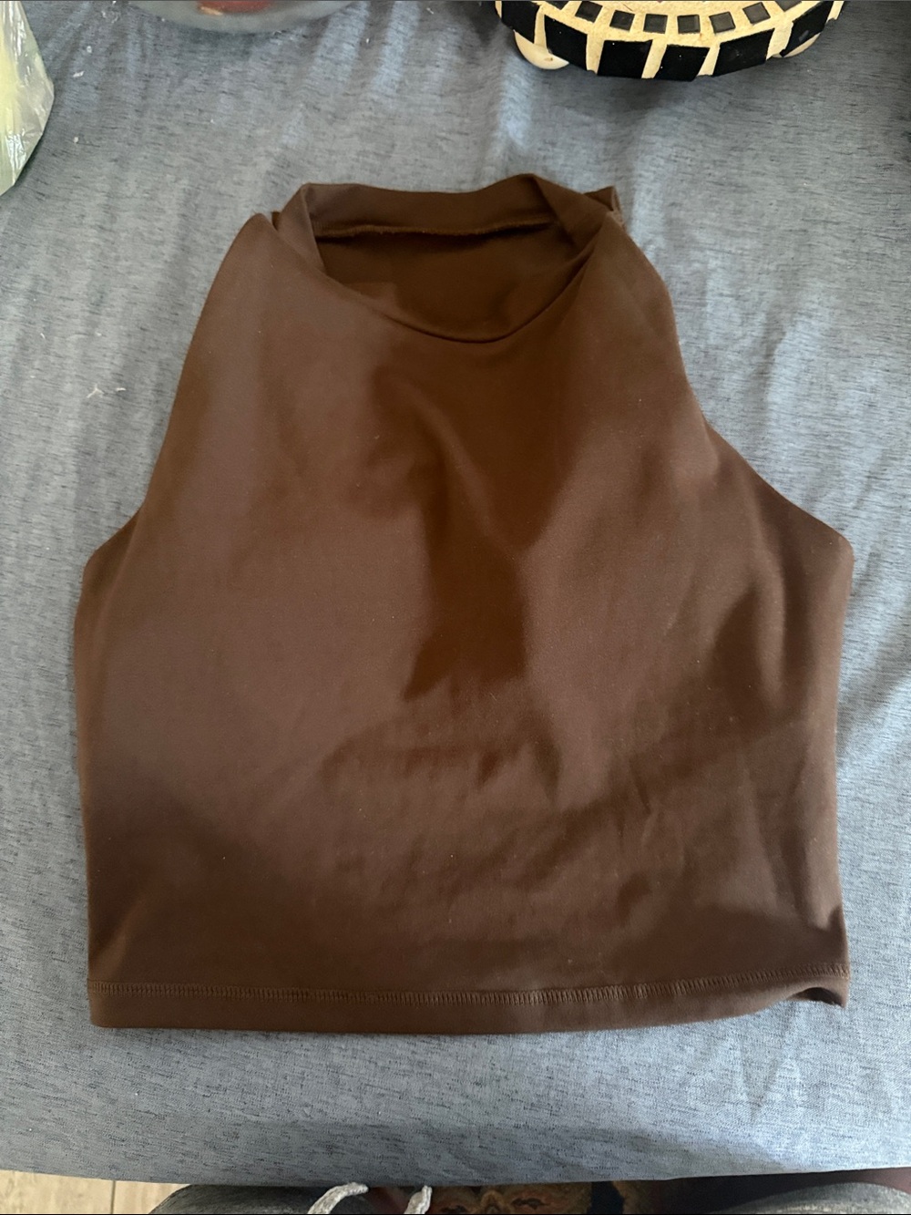 Til You Collapse Brown Sleeveless Mock Neck Sports Bra